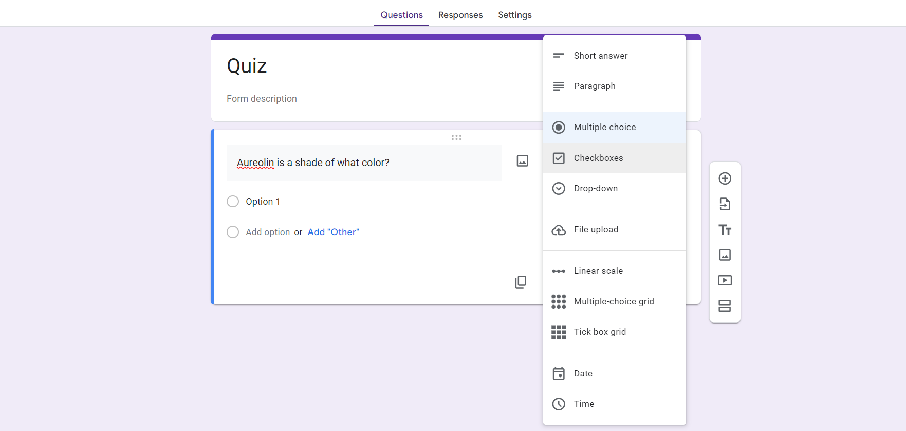 Google Forms Interface
